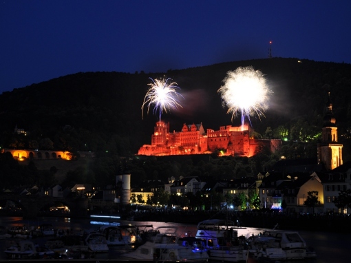Schlossbeleuchtung Heidelberg mit Feuerwerk